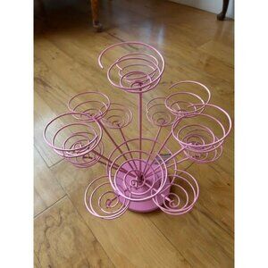Cupcake/Muffin Stand Holder Display Pink Spiral Wire Metal w/12 Holders